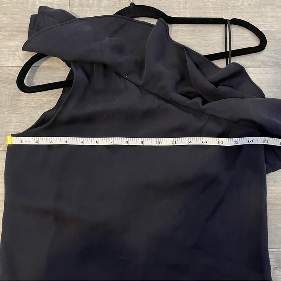 Theory Asymmetrical, One-shoulder Silk Blouse with Ruffle - Picture 11 of 12